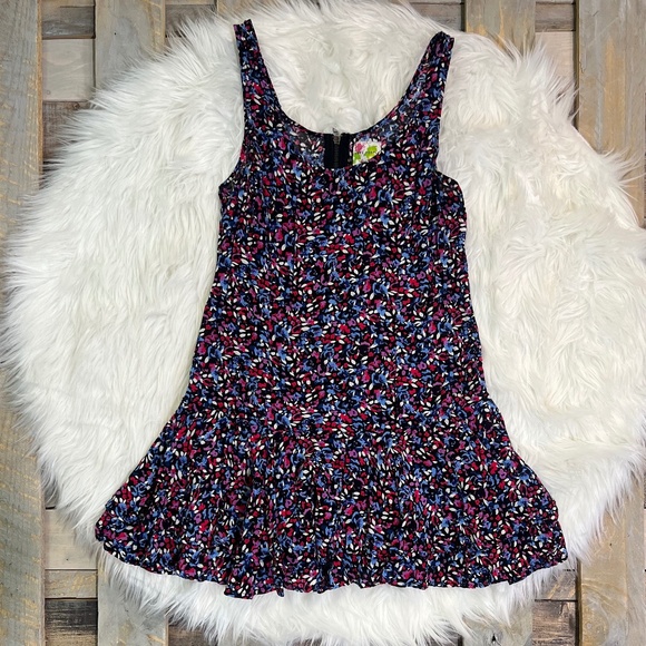Like New ✵☽Free People☾✵ Floral Blue & Pink <Everyone We Know> Mini Dress | 8 - Picture 3 of 12